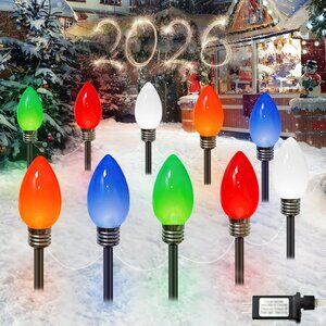 10 Pack Jumbo Multicolor Plug in C9 Christmas Lights Outdoor，LED Pathway Lights